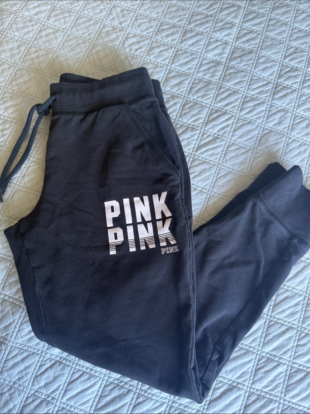 PINK Victoria's Secret Black Logo Jogger Pants